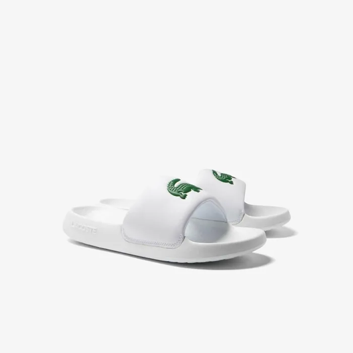 Slides Men Lacoste Men039s Croco 10 Slides Whitegreen 082