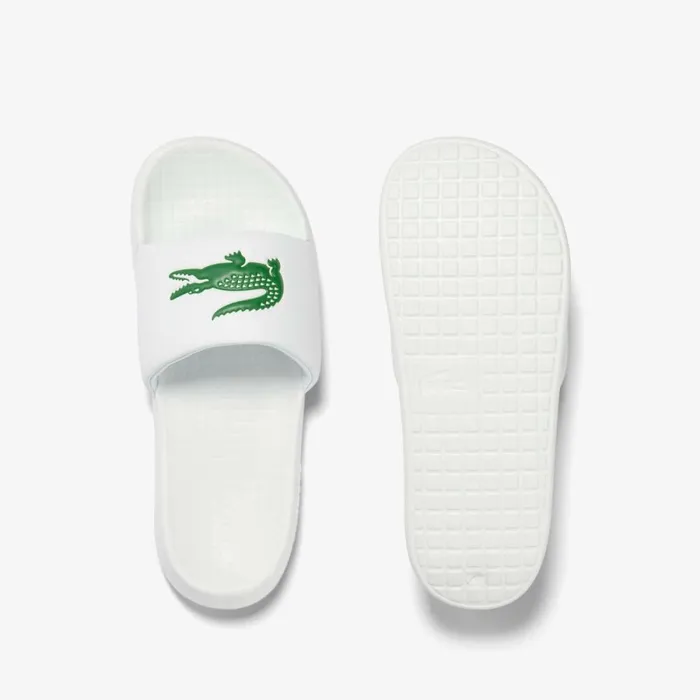 Slides Men Lacoste Men039s Croco 10 Slides Whitegreen 082