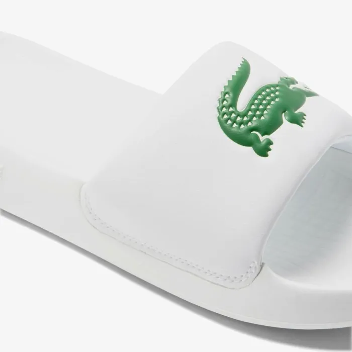 Slides Men Lacoste Men039s Croco 10 Slides Whitegreen 082