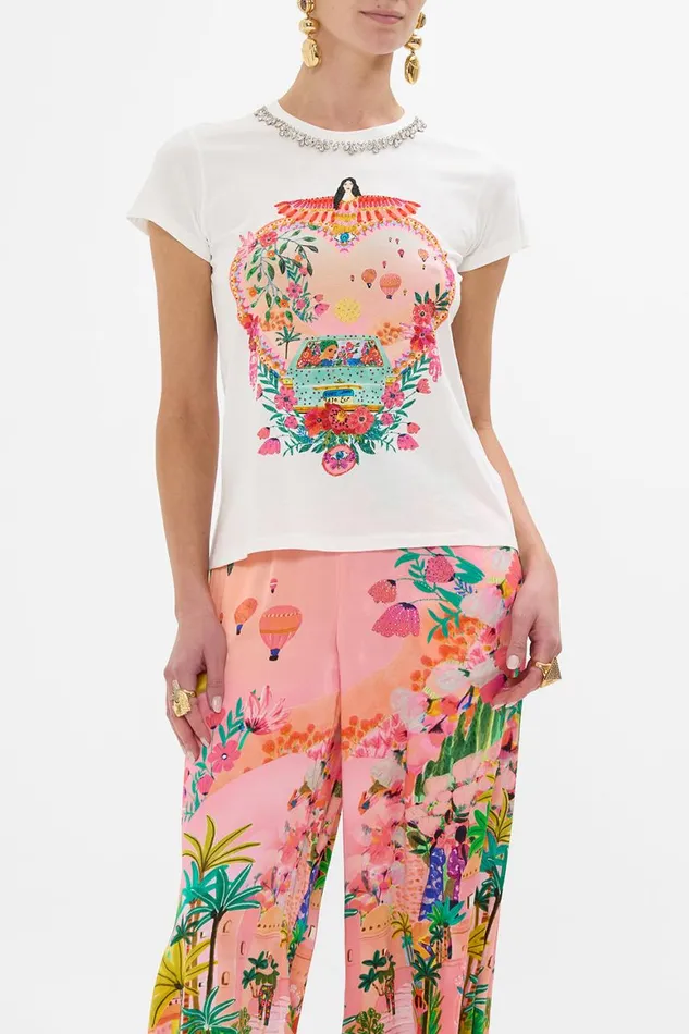 SLIM FIT ROUND NECK TSHIRT SISTER SUNSET Sister Sunset Womens Camilla Tees