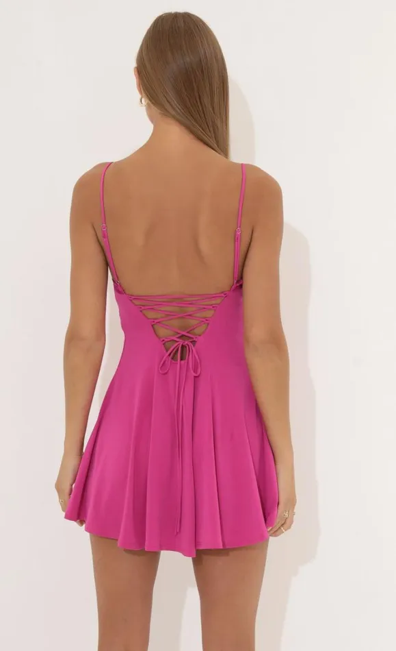 Slip Dress Pink Women LUCY IN THE SKY Mini Dresses Slip Dress Pink Women LUCY IN THE SKY Mini Dresses