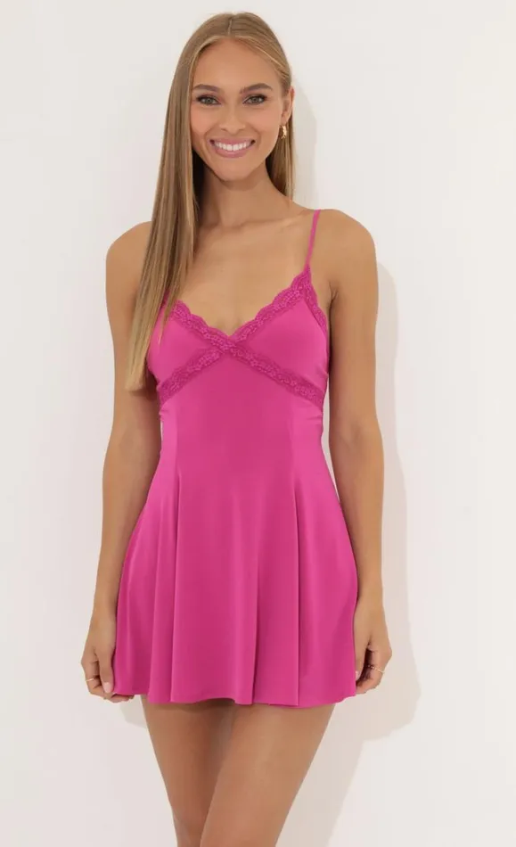 Slip Dress Pink Women LUCY IN THE SKY Mini Dresses Slip Dress Pink Women LUCY IN THE SKY Mini Dresses