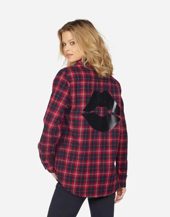Sloane Plaid Lip Red Plaid Women Lauren Moshi Long Sleeve