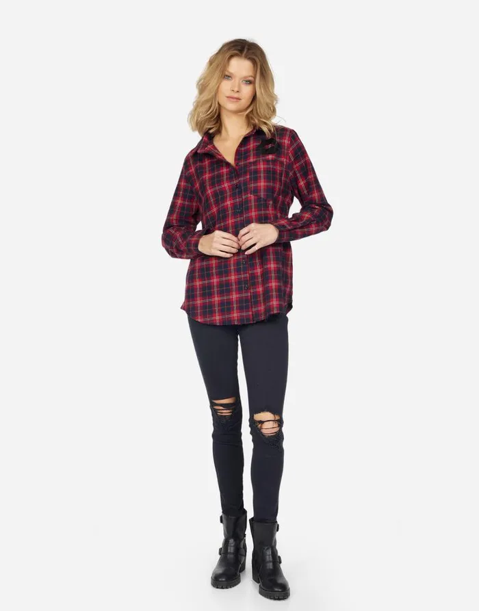 Sloane Plaid Lip Red Plaid Women Lauren Moshi Long Sleeve