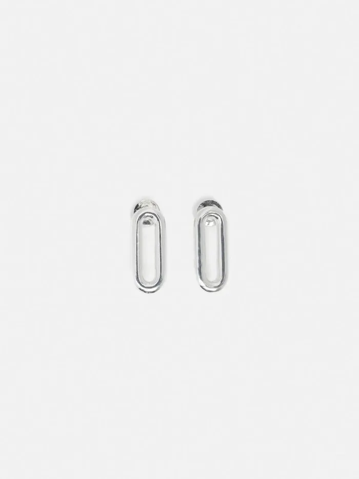 Small Link Stud Earrings Silver Women Jigsaw Party