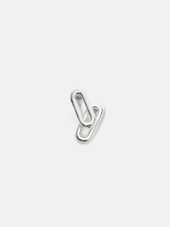 Small Link Stud Earrings Silver Women Jigsaw Party