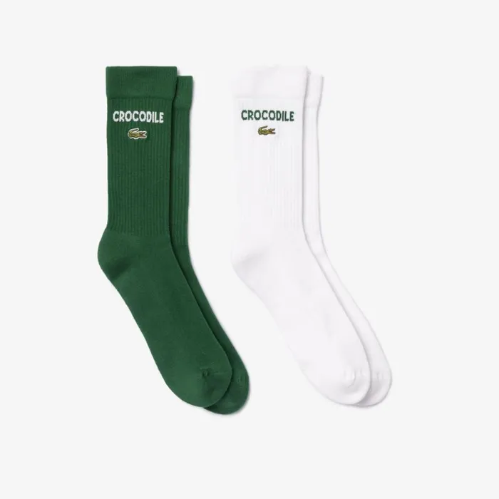 Socks MenWomen Lacoste Unisex 2Pack Socks White Green 737