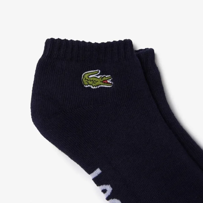 Socks MenWomen Lacoste Unisex SPORT Branded Stretch Cotton LowCut Socks Navy Blue White 525