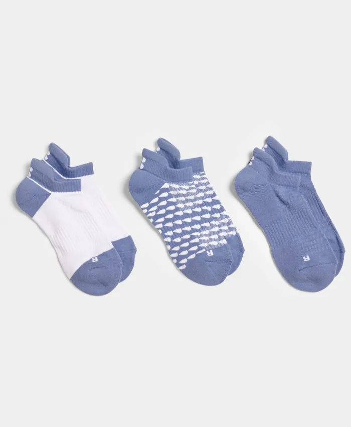 Socks Women Workout Trainer Socks 3 Pack Fluid Blue Sweaty Betty
