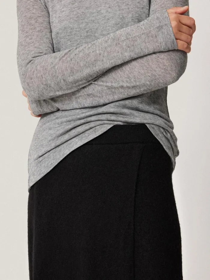 Soft Gauzy Knit Skirt Black Women Jigsaw Knitwear and Cashmere