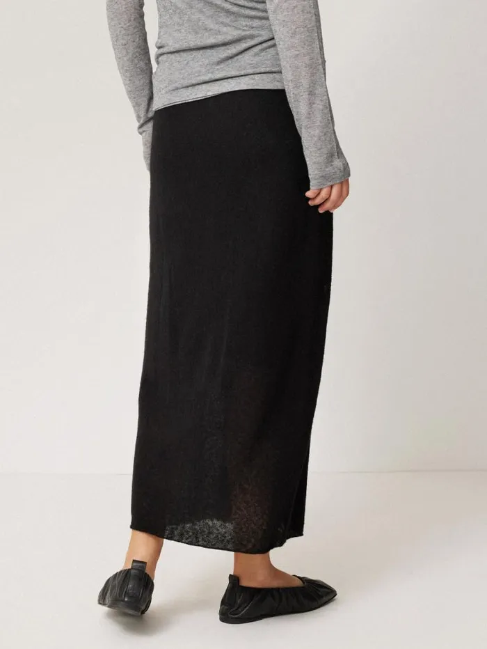 Soft Gauzy Knit Skirt Black Women Jigsaw Knitwear and Cashmere
