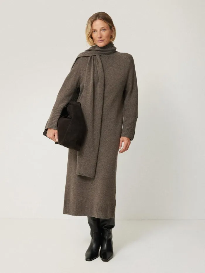 Soft Wool Scarf Jumper Dress Taupe Women Jigsaw Dresses and Jumpsuits