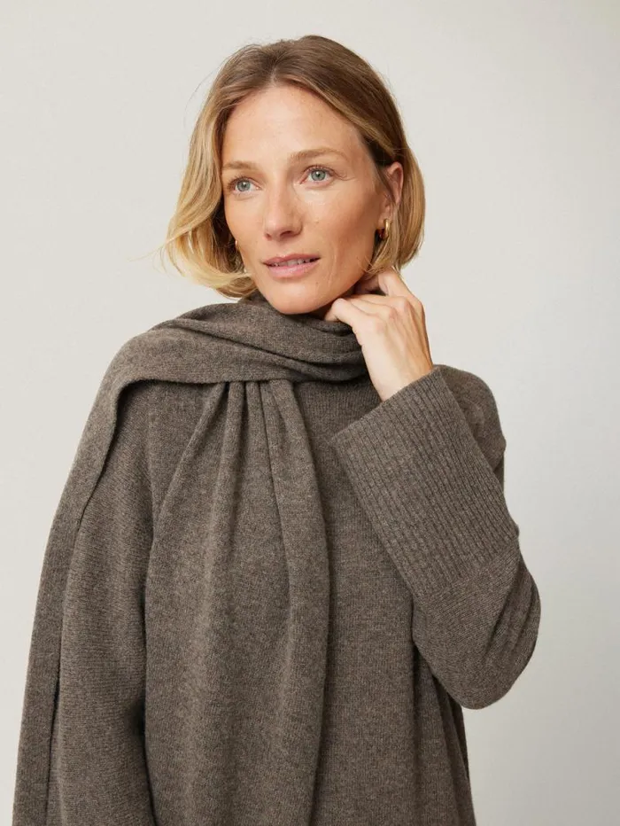 Soft Wool Scarf Jumper Dress Taupe Women Jigsaw Dresses and Jumpsuits