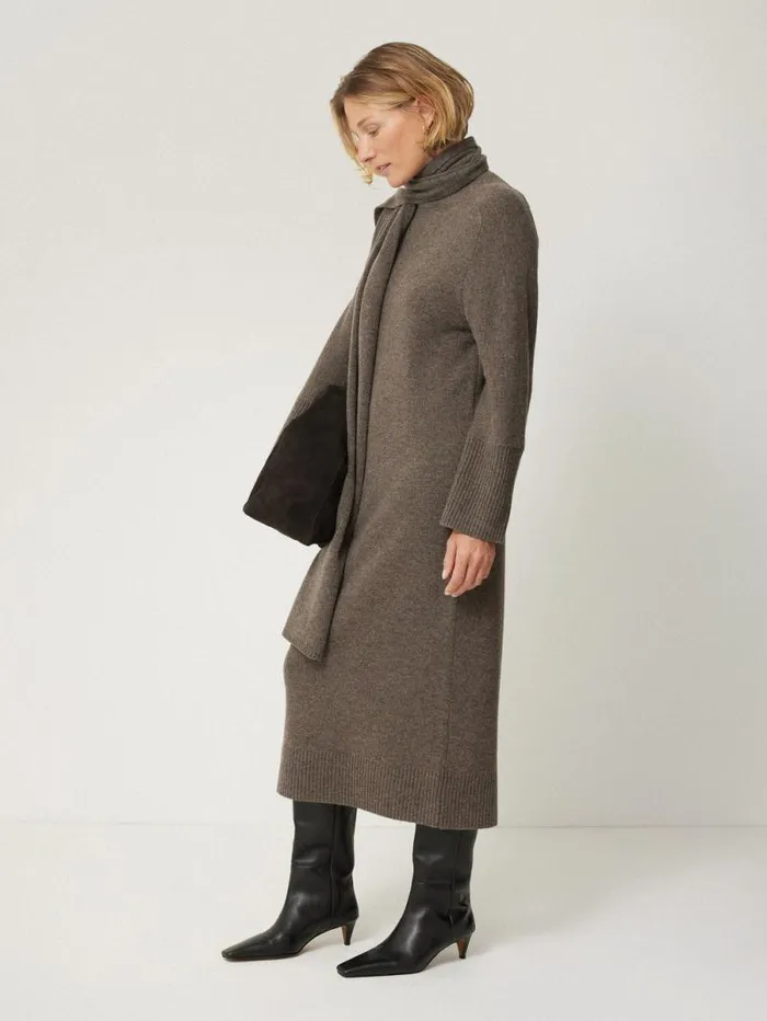 Soft Wool Scarf Jumper Dress Taupe Women Jigsaw Dresses and Jumpsuits
