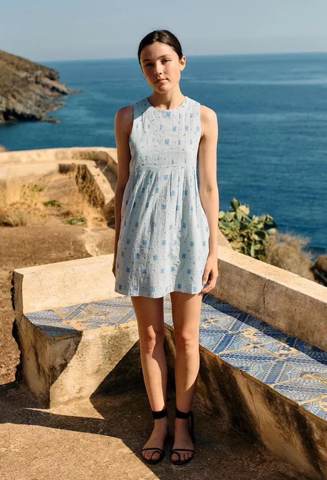 Soledad Blue Printed Sleeveless Mini Dress Women Ciao Lucia Mini Dresses