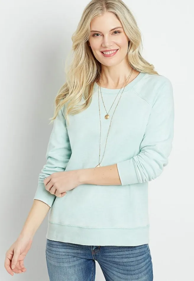Solid Bright Crew Neck Sweatshirt Women Maurices Tops