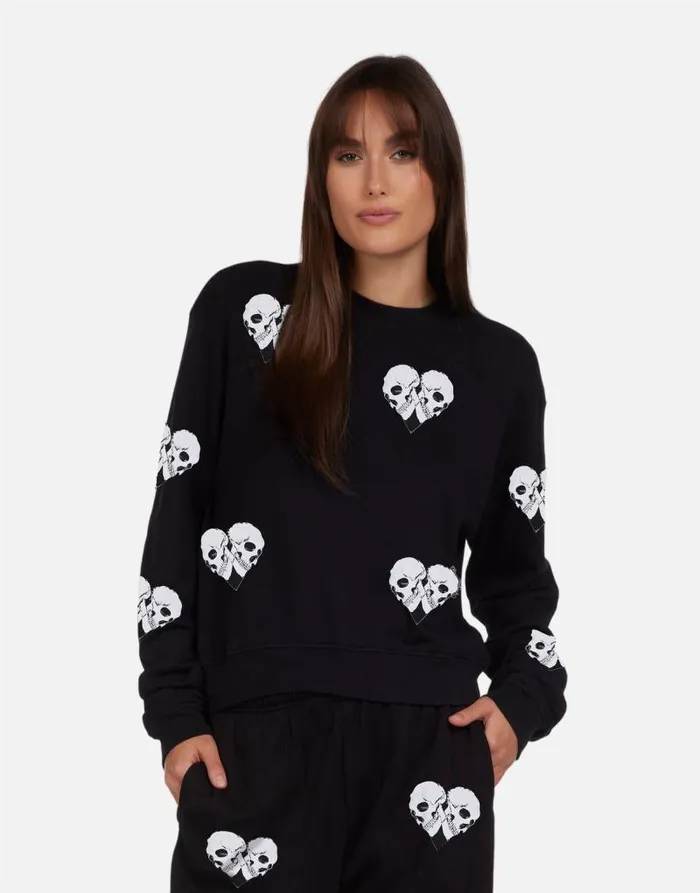 Spalding Skull Heart Black Women Lauren Moshi Long Sleeve