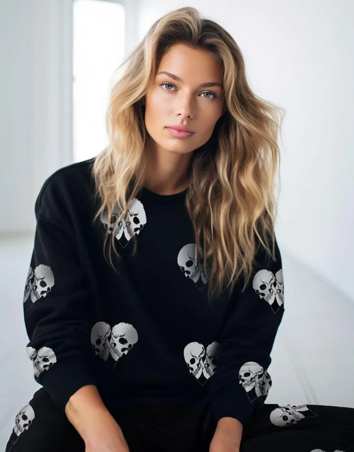 Spalding Skull Heart Black Women Lauren Moshi Long Sleeve