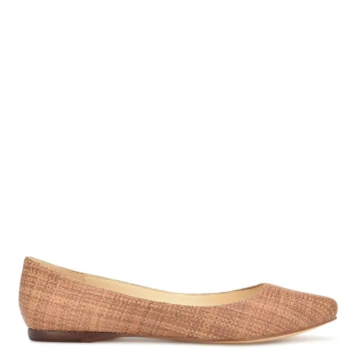 Speakup Almond Toe Flats Brown Raffia Women Nine West Flats