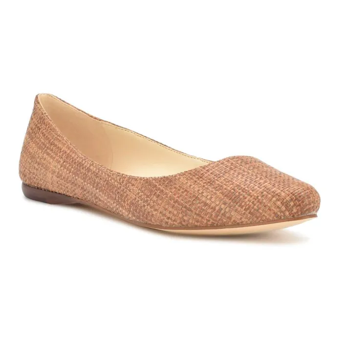 Speakup Almond Toe Flats Brown Raffia Women Nine West Flats Speakup Almond Toe Flats Brown Raffia Women Nine West Flats