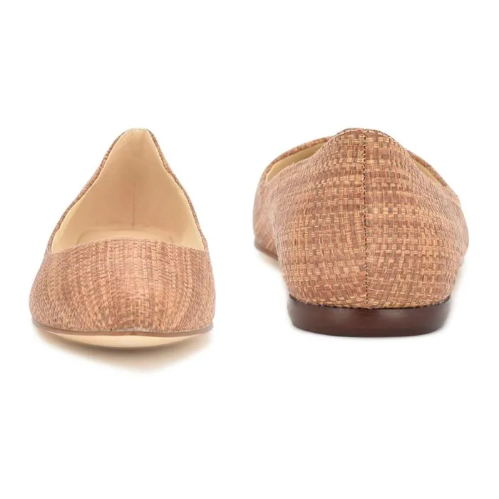 Speakup Almond Toe Flats Brown Raffia Women Nine West Flats Speakup Almond Toe Flats Brown Raffia Women Nine West Flats