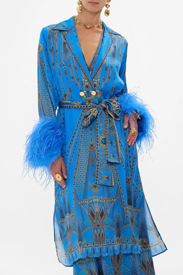 SPLIT CUFF SOFT COAT WITH FEATHERS ARCHIVAL REVIVAL Archival Revival Womens Camilla Jackets
