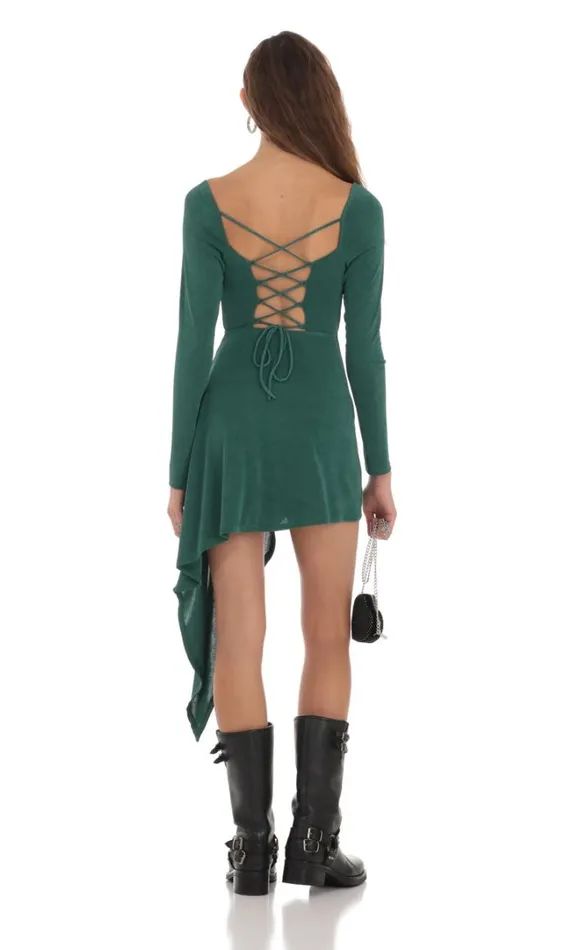 Stormie Asymmetrical Hem Dress Green Women LUCY IN THE SKY Mini Dresses Stormie Asymmetrical Hem Dress Green Women LUCY IN THE SKY Mini Dresses