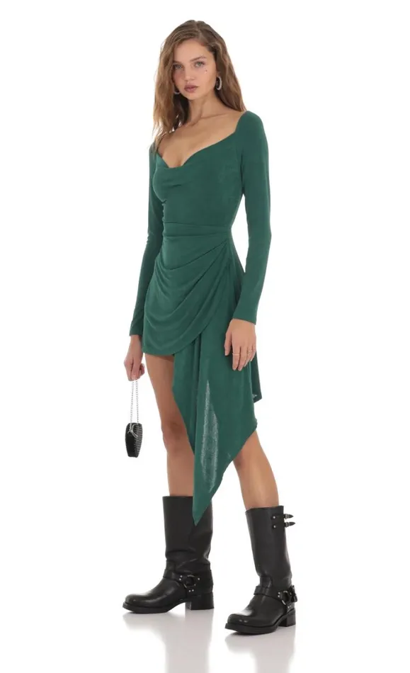 Stormie Asymmetrical Hem Dress Green Women LUCY IN THE SKY Mini Dresses Stormie Asymmetrical Hem Dress Green Women LUCY IN THE SKY Mini Dresses