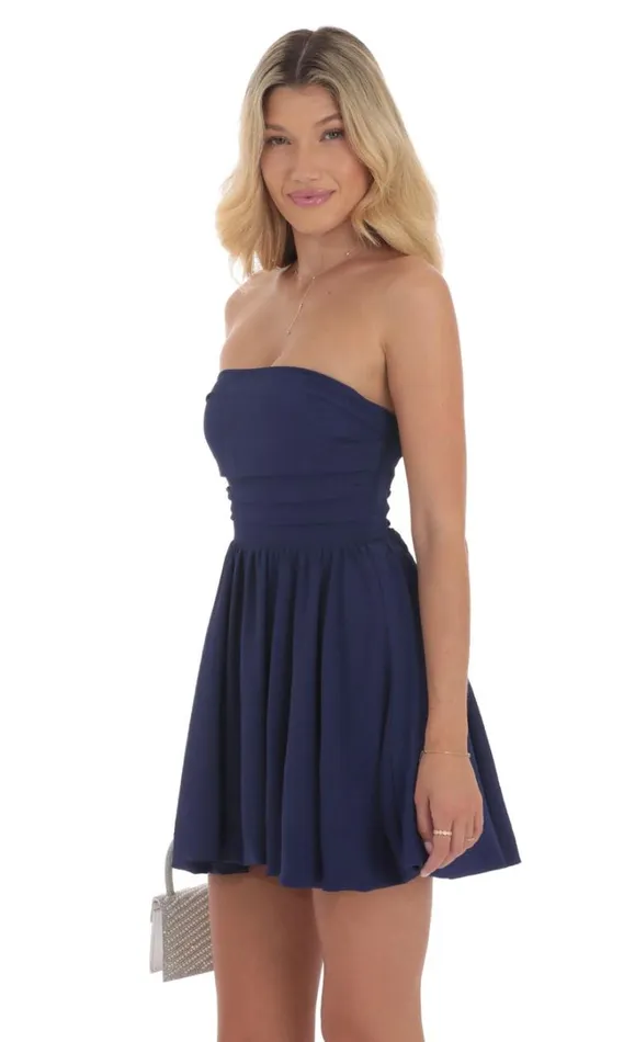 Strapless Bubble Dress Indigo Women LUCY IN THE SKY Mini Dresses