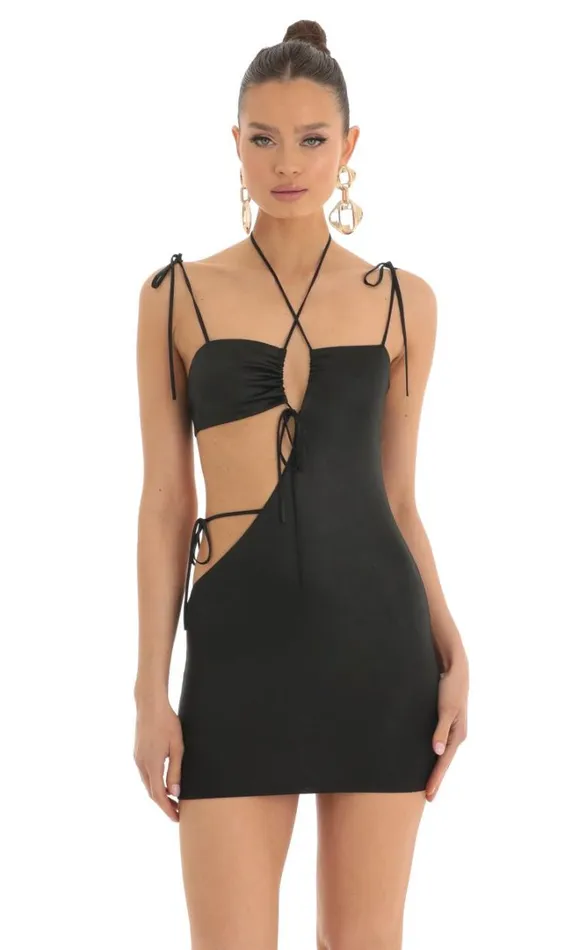 Strappy Cut Out Dress Black Women LUCY IN THE SKY Mini Dresses Strappy Cut Out Dress Black Women LUCY IN THE SKY Mini Dresses