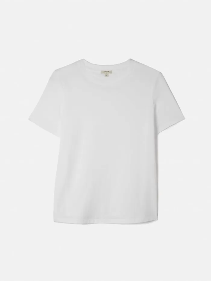 Supima Cotton Crew Neck Tee White Women Jigsaw Shirts and Tops
