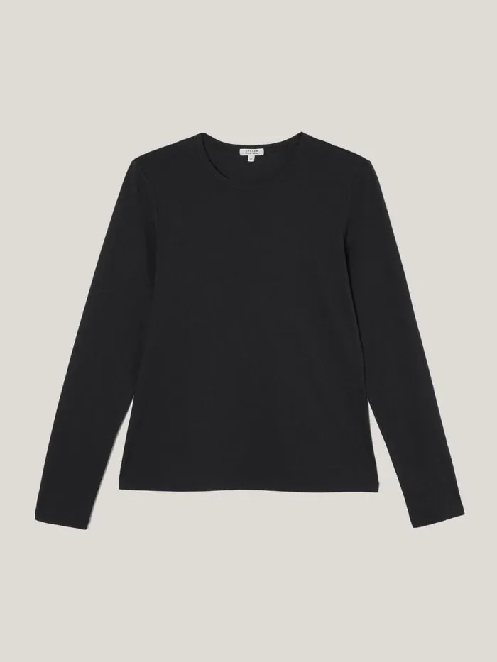 Supima Cotton Long Sleeve Tee Black Women Jigsaw Pyjamas and Loungewear