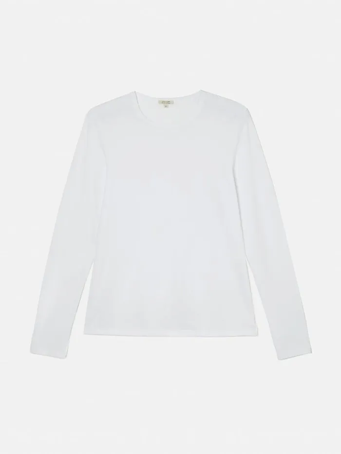 Supima Cotton Long Sleeve Tee White Women Jigsaw Pyjamas and Loungewear