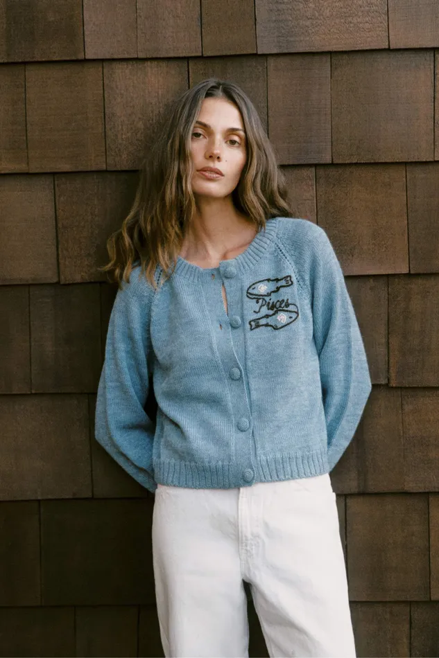 Sweaters and Outerwear Christy Dawn Women The Astral Cardigan Pisces Lapis
