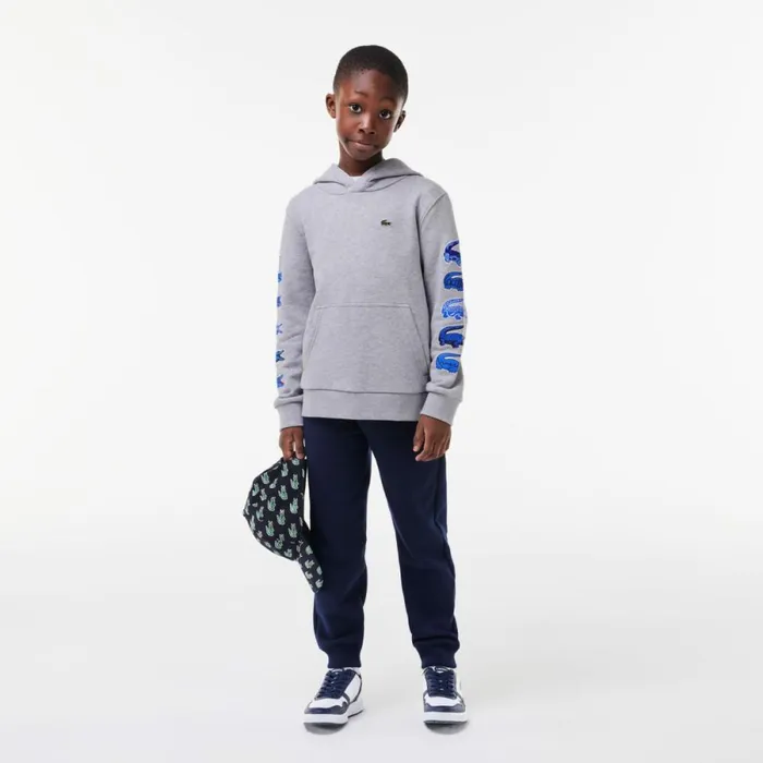 Sweaters and Sweatshirts Kids Lacoste Kids039 Contrast Crocodile Hoodie Grey Chine Cca