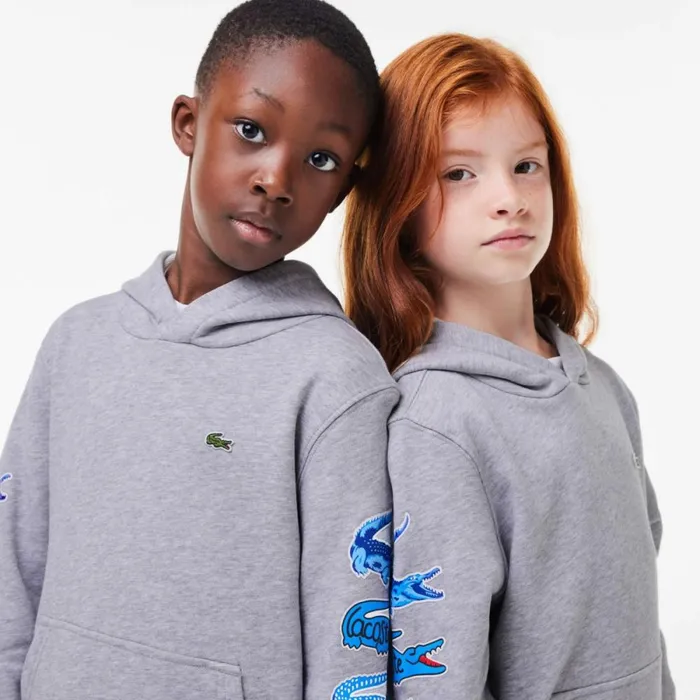Sweaters and Sweatshirts Kids Lacoste Kids039 Contrast Crocodile Hoodie Grey Chine Cca