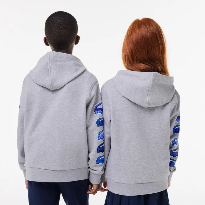 Sweaters and Sweatshirts Kids Lacoste Kids039 Contrast Crocodile Hoodie Grey Chine Cca