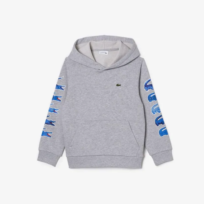 Sweaters and Sweatshirts Kids Lacoste Kids039 Contrast Crocodile Hoodie Grey Chine Cca