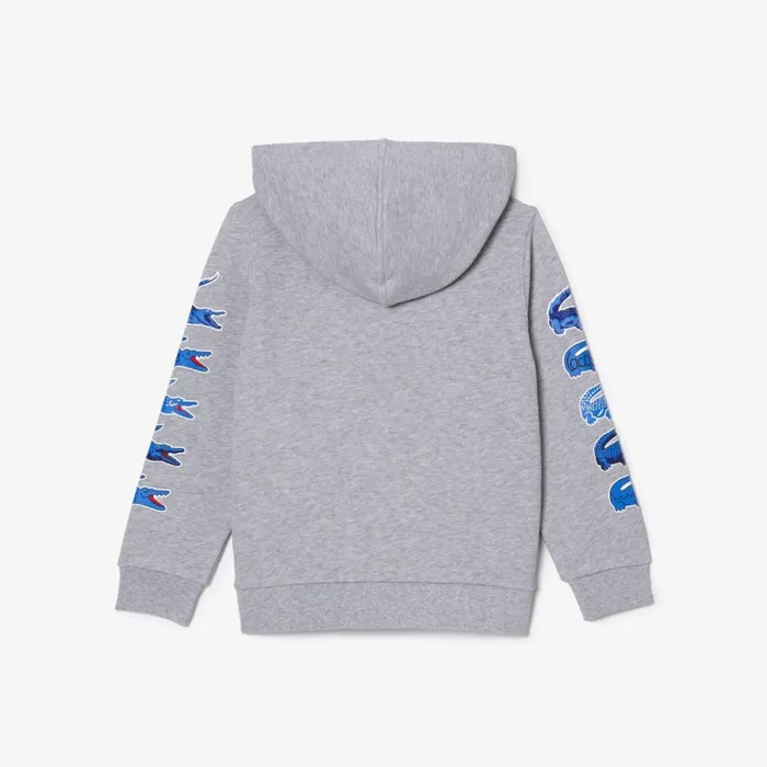 Sweaters and Sweatshirts Kids Lacoste Kids039 Contrast Crocodile Hoodie Grey Chine Cca