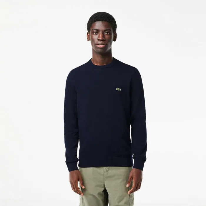 Sweaters and Sweatshirts Men Lacoste Crew Neck Cotton Sweater Navy Blue 166
