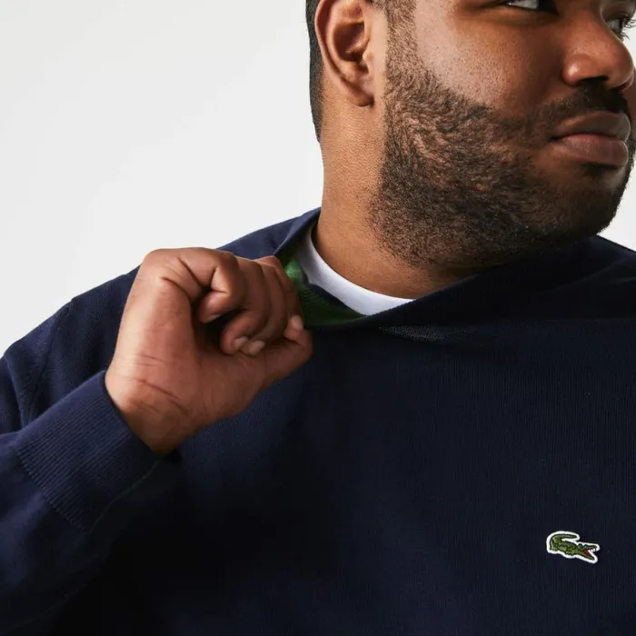 Sweaters and Sweatshirts Men Lacoste Crew Neck Cotton Sweater Navy Blue 166