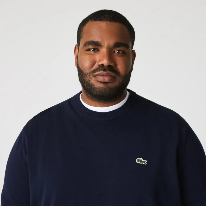 Sweaters and Sweatshirts Men Lacoste Crew Neck Cotton Sweater Navy Blue 166