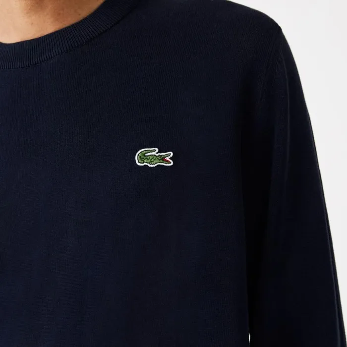 Sweaters and Sweatshirts Men Lacoste Crew Neck Cotton Sweater Navy Blue 166