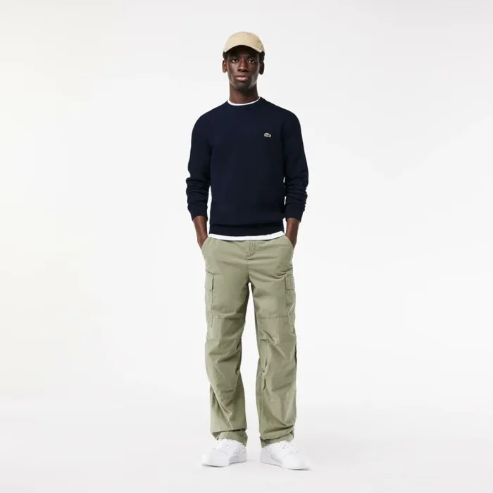 Sweaters and Sweatshirts Men Lacoste Crew Neck Cotton Sweater Navy Blue 166
