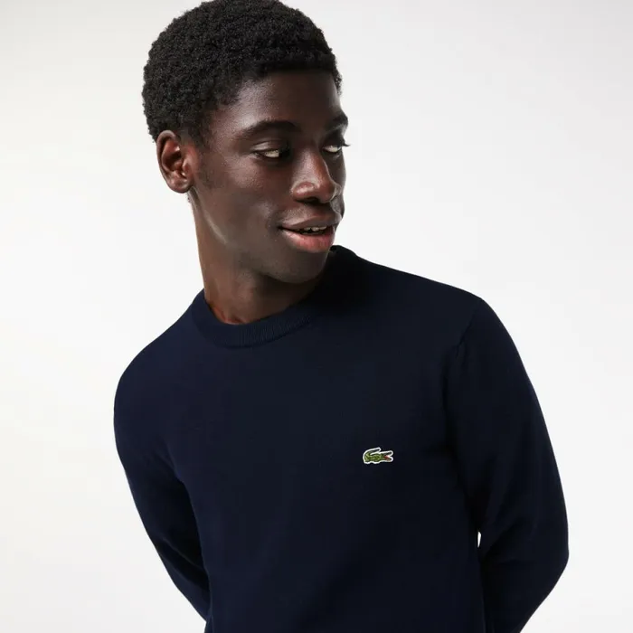 Sweaters and Sweatshirts Men Lacoste Crew Neck Cotton Sweater Navy Blue 166