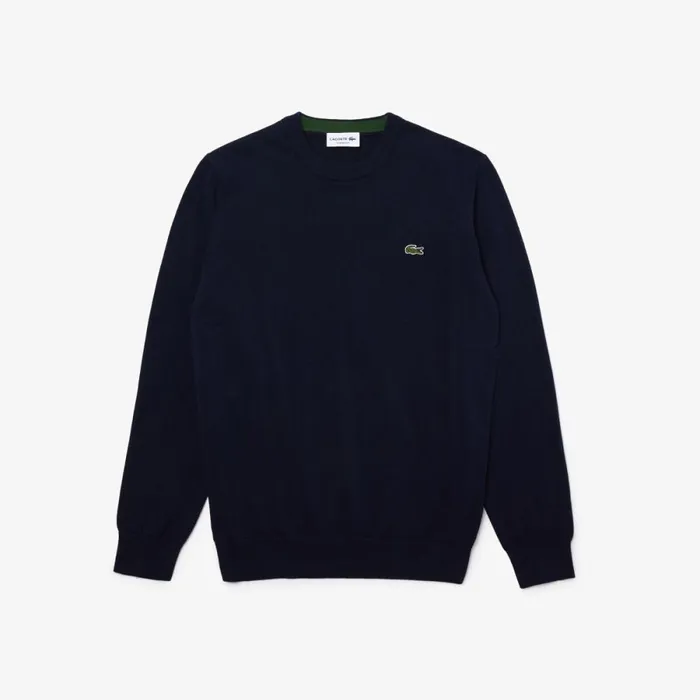 Sweaters and Sweatshirts Men Lacoste Crew Neck Cotton Sweater Navy Blue 166