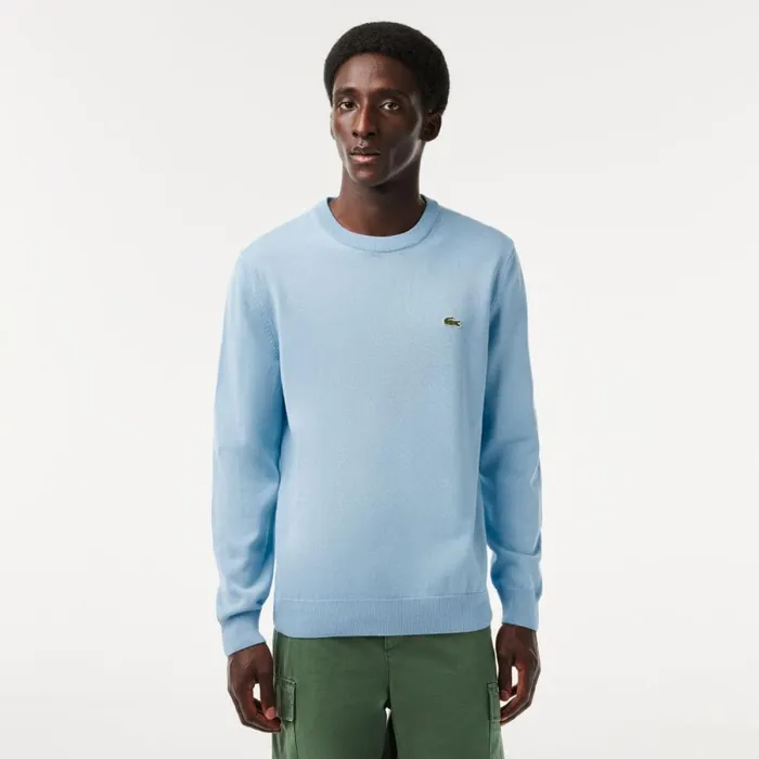 Sweaters and Sweatshirts Men Lacoste Crew Neck Cotton Sweater Pastel Blue Hbp