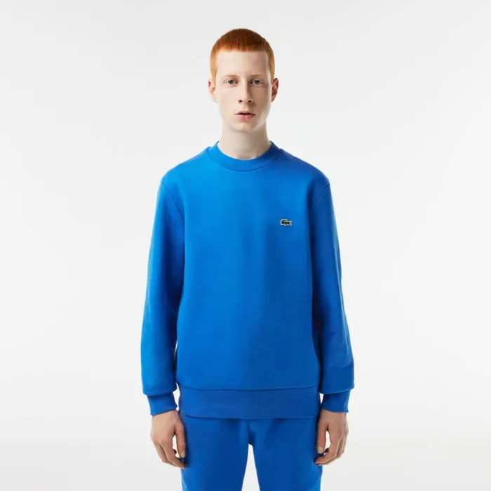 Sweaters and Sweatshirts Men Lacoste Men039s Brushed Fleece Sweatshirt Blue Siy