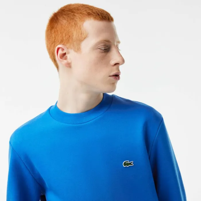 Sweaters and Sweatshirts Men Lacoste Men039s Brushed Fleece Sweatshirt Blue Siy