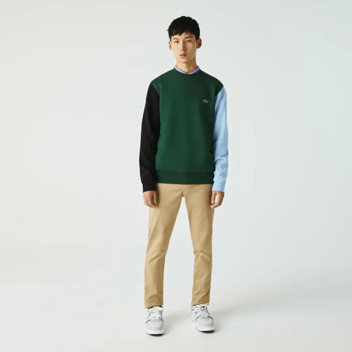 Sweaters and Sweatshirts Men Lacoste Men039s Brushed Fleece Sweatshirt Green Black Blue Ug6